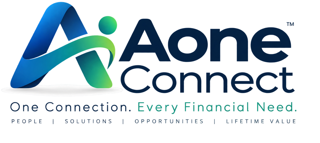 Aone Connect logo. Tagline: One Connection, Every Financial Need.